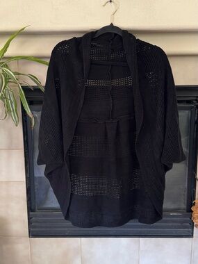 Layers by Lizden Black Open Front Knit Cardigan S/M Dolman Sleeve